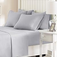 CS20-0121 Ultra Soft Hypoallergenic Microfiber 6 Piece Set, Wrinkle Fade Resistant Sheets with Pillow Cases Bedding, Queen, Light Gray