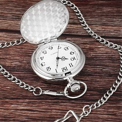 LYMFHCH Classic Smooth Vintage Quartz Pocket Watch, Arabic Numerals Scale Mens Womens Watch with Chain Christmas Graduation Birthday Gifts Fathers Day