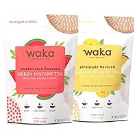 Waka Quality Instant Tea — Unsweetened 2 Bag Tea Combo — 100% Tea Leaves — Watermelon, Pineapple Flavored, 4.5 oz Per Bag