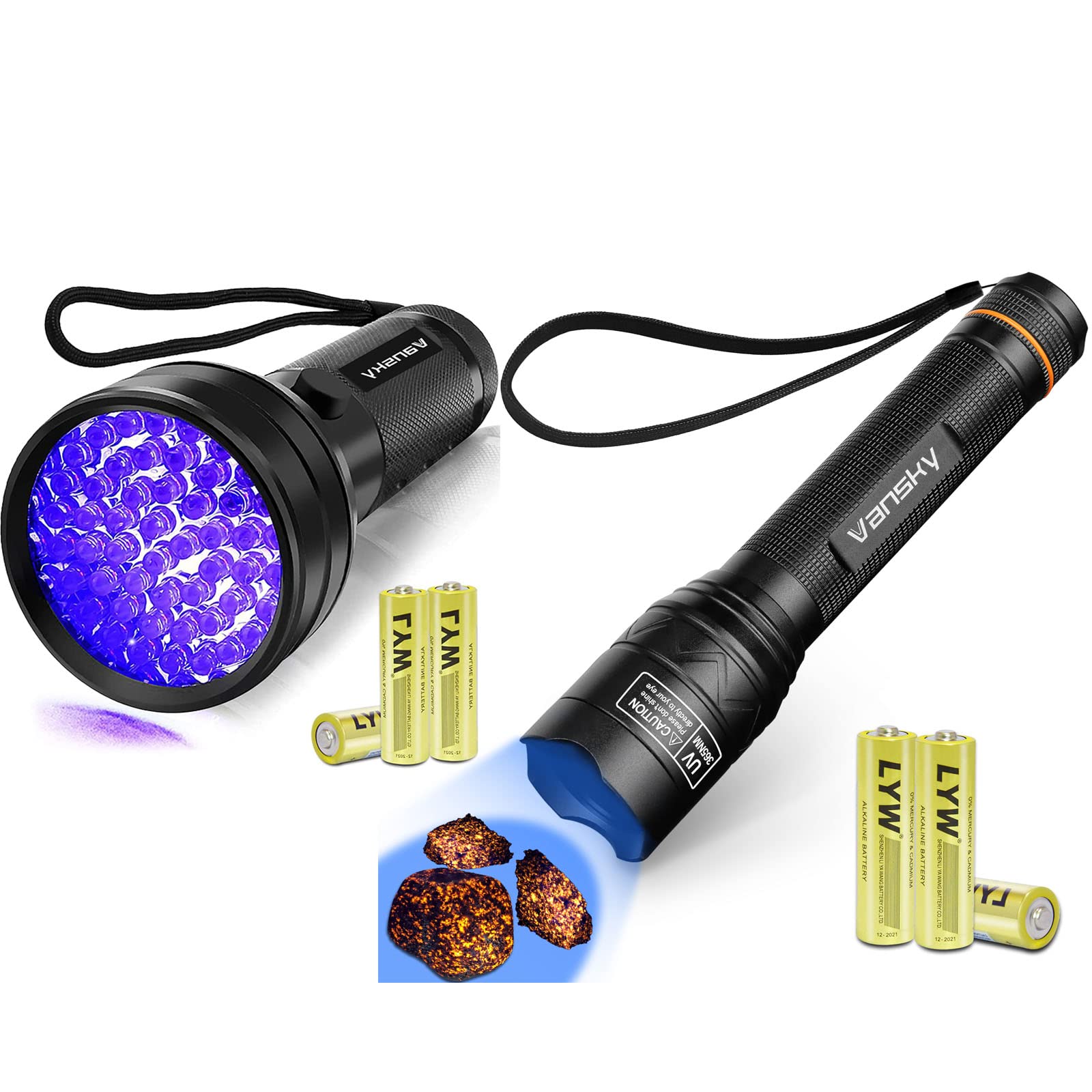 Vansky 【Recommend】 365nm UV Light Flashlight and 51 LED 395nm Blacklight UV Flashlight Pet Urine Detector for Dog/Cat Urine, Dry Stains