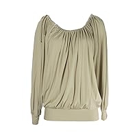 Women's Long Sleeve Drastring Peasant Top 387AI10