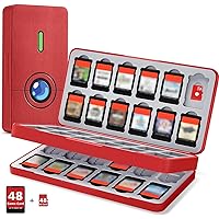 FUNLAB Switch Game Case Compatible with Nintendo Switch Games & Micro SD Cards, Switch Game Holder Cartridge Case with 48 Game Card Storage for Pokemon Fans - Pokedex Red