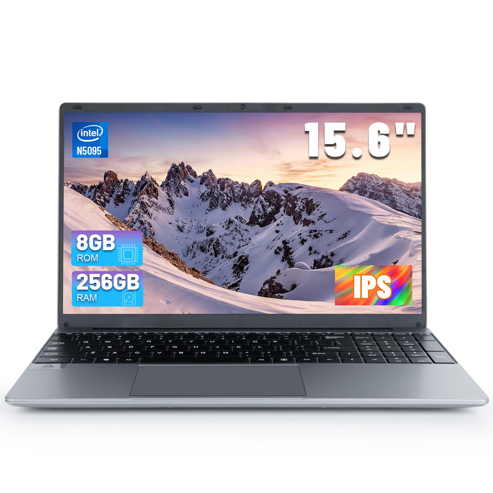 AEEZO Laptop Computer, 15.6 inch Laptop, 1366 * 768 IPS Display, Intel Celeron N5095 Processors,8GB DDR4 256GB SSD, Large Battery Capacity, 2.4G/5G WiFi, Bluetooth 4.2, Mini-HDMI