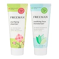 Clarifying Cleanser & Soothing Facial Moisturizer, Botanical Extracts, AHAs, Ceramides, & Aloe Vera, Hydrates & Calms Skin, Safe For Sensitive Skin, Vegan & Cruelty-Free, 2 Count
