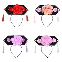 BESTOYARD 4pcs Traditional Qing Dynasty Headband Chinese Princess Headdress Hat Performance Prop for Adults Random Color