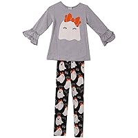 Little Girls 2 Pieces Set Halloween Ghost Outfit Long Sleeve Top Pants Clothing