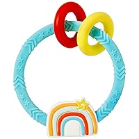 C.R. Gibson BTEE-24550 Colorful Rainbow Ring 100% Food Grade Silicone Teether for Babies, 3.15
