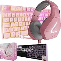 Orzly Gaming Keyboard & RXH-20 Gaming Headset Bundle - Nakuru Pink