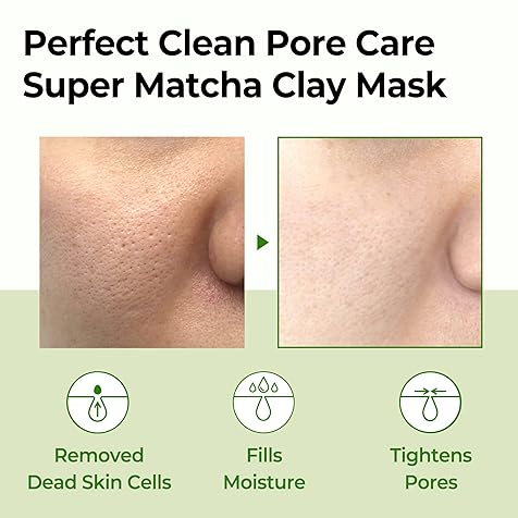 Super Matcha Pore Clean Clay Mask - 3.52Oz, 100g - Made from Match Water for Sensitive Skin - Skin Moisturizing Effect with Sebum and Pore Care - Korean Skin Care