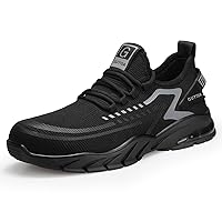 GLANOUDUN Steel Toe Shoes for Men Indestructible Work Shoes for Men Composite Toe Sneakers Lightweight Breathable Safety Toe Tennis Shoes Slip-Resistant Men's Industry & Construction Working Shoes