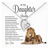To My Daughter Necklace Gift, Personalized Name Pendant Necklace - Meaningful Gift Idea For Daughters From Dad - Custom Name Necklace For Daughter - Birthday, Graduation Jewelry Presents With Thoughtful Message Card And Elegant Box