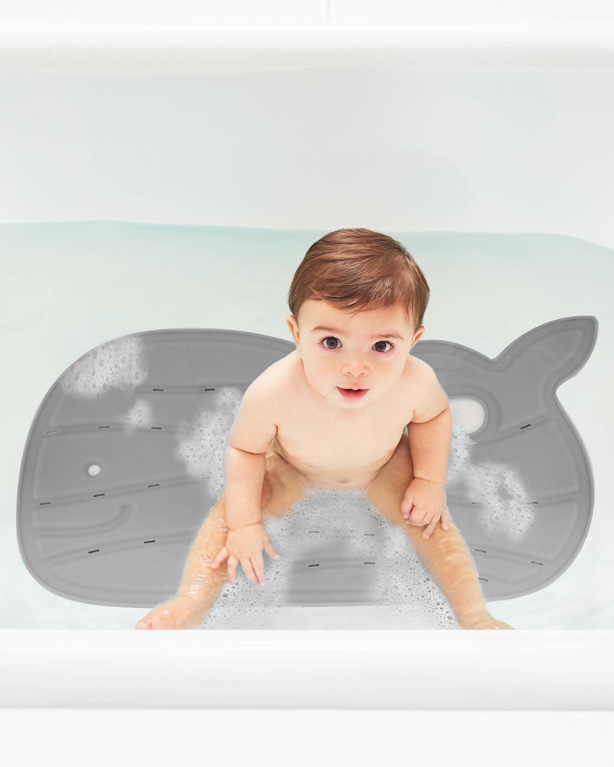 Skip Hop Moby Baby Bath Essential Set, Grey & Non-Slip Baby Bath Mat, Moby, Grey