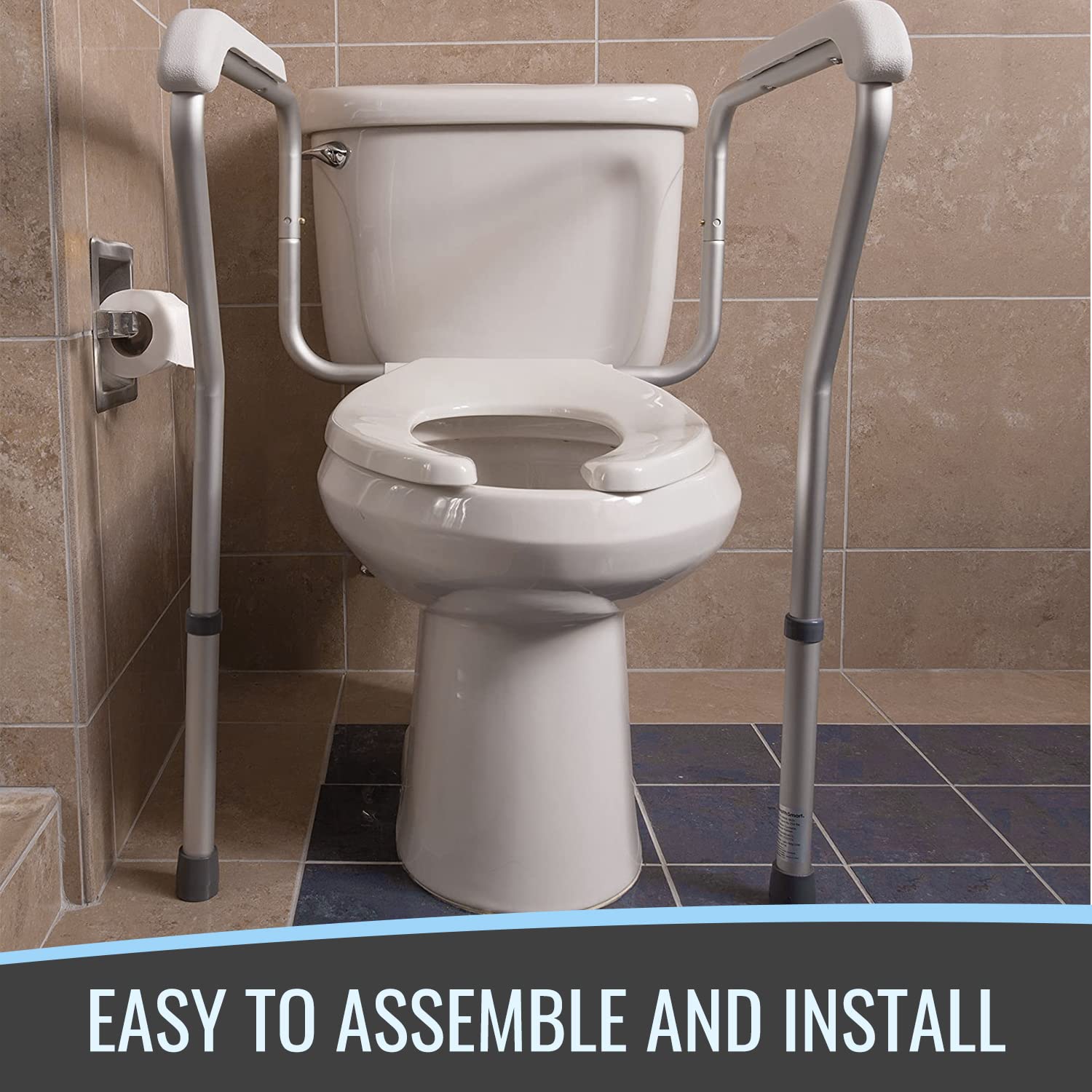 HealthSmart Toilet Safety Rails, Toilet Seat Handles, Safety Frame for Toilet with Adjustable Height, Bathroom Safety & Stability System
