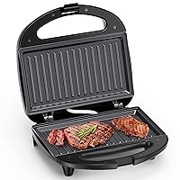 ABS07 Sandwich Maker, 2 Slice Grilled Cheese Maker with Non-stick Grill Plates, Indicator Lights, Cool Touch Handle, Easy to Clean and Store, 750 W