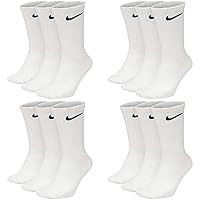 Nike Everyday Lightweight Crew SX7676 Tennis Socks, White, Grey, Colour: Black, 6 Pairs