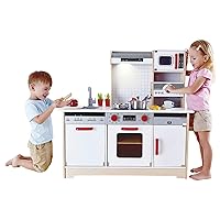 Hape Kids All-in-1 Wooden Play Kitchen with Accessories (E3145), L: 38.2, W: 14.6, H: 38.2 inch, White