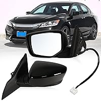 Left Driver side Mirror Fits 2013-2017 Honda Accord Sedan/Coupe with Power Glass without Heated without turn signals without Blind Spot Match Crystal Black Pearl Replace 76258T2FA11(3Pins)