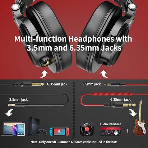 A71 Hi-Res Studio Recording Headphones - Wired Over Ear Headphones with SharePort, Professional Monitoring & Mixing Foldable Headphones with Stereo Sound (Red)