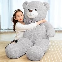 Giant Teddy Bear 55inch Stuffed Animals Plush Toy Big Soft Bear for Girlfriend Kids Valentine's Christmas Birthday, 7Lbs, 140cm, Grey