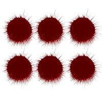 Faux Fur Pom Pom Charms 6pcs 1.37 Inch Furry Ball Pendants Round Tiny Pompoms for DIY Clothes Shoes Keychain Jewelry (Red), 3.5cm/1.38''