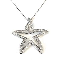 Sterling Silver Austrian Crystal Starfish Outline Pendant Necklace, 18