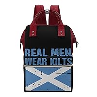 Scottish Flag Real Men Wear Kilts Casual Travel Laptop Backpack Fashion Waterproof Bag Hiking Backpacks Red-Style