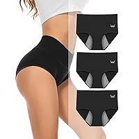 Womens Period Underwear Heavy Flow Menstrual Period Panties Leak-Proof  Hipster Panty For Female Teens Girls 3 Pack