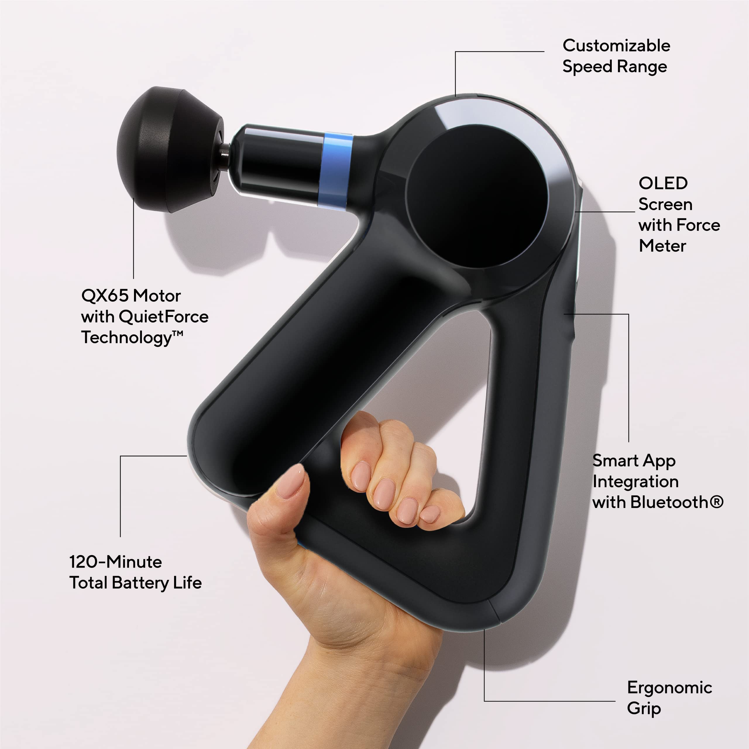 TheraGun Elite Ultra-Quiet Percussion Massage Gun for Deep Tissue Muscle Pain Relief, Handheld Electric Massager Perfect for Neck, Back, and Full Body Tension, Bluetooth Connectivity, 4th Gen
