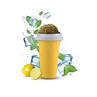 Magic Frozen Slushy Maker Cup – Slushie Cup With Straw & Spoon - Quick squeeze Frozen Mug For Slushie, Smoothies & Milkshake – Double Layer Fast Cooling Squeeze Cup – Gift For Kids (Yellow)