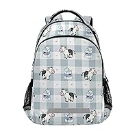 ALAZA Cute Cow Print Animal Blue Buffalo Plaid Backpack Purse for Women Men Personalized Laptop Notebook Tablet School Bag Stylish Casual Daypack, 13 14 15.6 inch