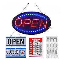 LED Open Sign,23x14inch Large Size LED Business Open Sign include Open/Closed Sign and Business Hours Sign for Walls Window Storefront Advertisement Shop Bar