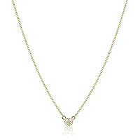 Amazon Collection 14k Gold Bezel Set Solitaire Adjustable Pendant Necklace, 16