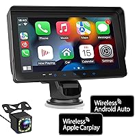 2024 Newest Wireless Apple Carplay&Android Auto,Portable Touchscreen Automatic Multimedia Player,Car Stereo with Mirror Link/Siri/Google Assistant/Bluetooth/Navigation Screen for All Vehicles