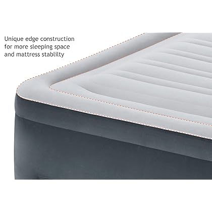 INTEX Dura-Beam Deluxe Comfort-Plush Luxury Air Mattress: Fiber-Tech Construction – Built-in Electric Pump – Dual-Layer Comfort Top – Velvety Sleeping Surface – Carry Bag Included