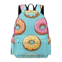 Food Donut Laptop Backpack for Women Men Cute Shoulder Bag Printed Daypack for Travel Sports Work, 42x30x15cm