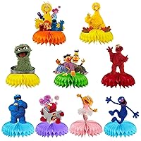 9Pcs Sesame Street Birthday Party Supplies,Honeycomb Centerpieces Party Favors,Double Sided and 3D Table Decorations Party Centerpieces