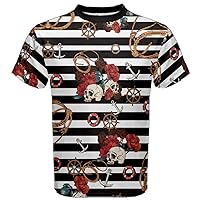 CowCow Mens Tee Halloween Spider Bats Flowers Day of The Dead Pattern Comfy Cotton Adult T-Shirt, XS-5XL