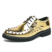 UUBARIS Men's Spikes Oxford Shoes Studded Disco Loafers Prom Dress Shoes Metallic Party Shoes