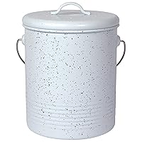 Now Designs Compost Bin Speckle White Powder Coated Steel With Charcoal Filter, 8.5 inches high, 1.25 gallon