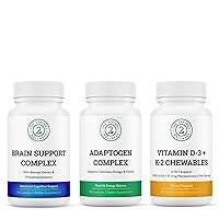 Vitality & Mind Wellness Trio Bundle - Brain Support Complex, Adaptogen Complex, and Vitamin D3+K2