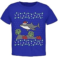 Animal World Christmas T-Shirts for Toddler Holiday Xmas Shirt for Kids Funny Cute Graphic Tees Ugly Sweater, Shark Santa Hat
