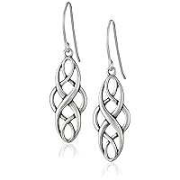 Amazon Collection Sterling Silver Oxidized Celtic Knot Dangle Earrings