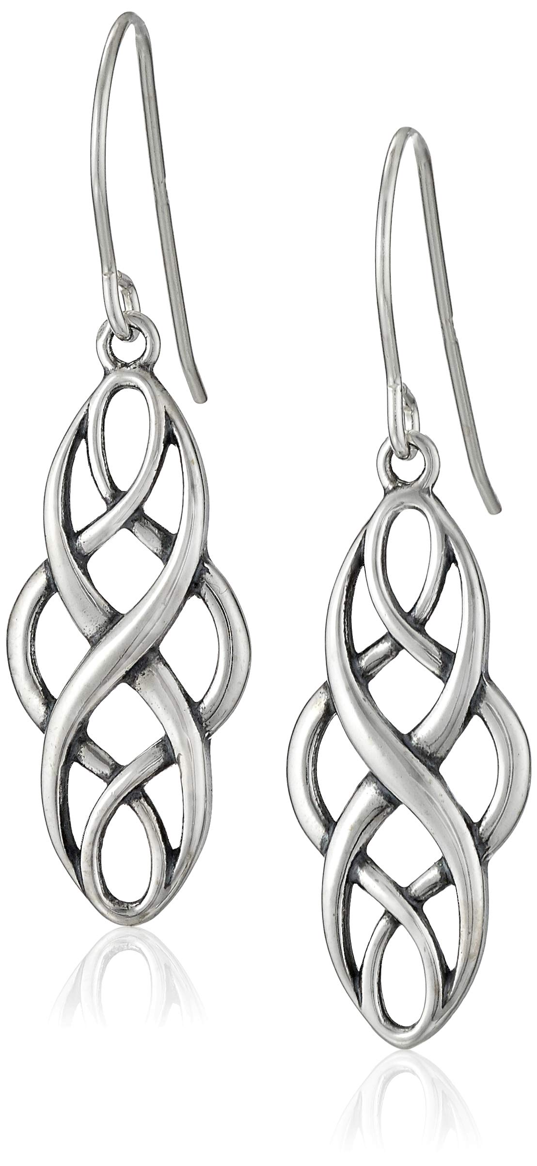 Amazon Collection Sterling Silver Oxidized Celtic Knot Dangle Earrings