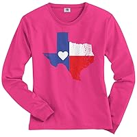 Threadrock Women's Texas State Flag with Heart Long Sleeve T-Shirt