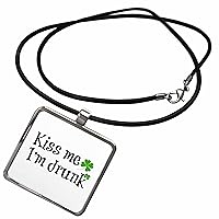 3dRose Merchant-Quote - Image of Kiss Me Im Drunk Quote - Necklace With Pendant (ncl_305125)