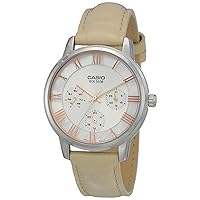 CASIO LTP-E142L-7A2V Women's Beige Leather Band MOP Dial Analog Date Watch