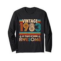 Vintage 1983 40th Birthday Gift Men Women 40 Year Old Retro Long Sleeve T-Shirt