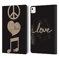 Head Case Designs Peace and Love All About Music Leather Book Wallet Case Cover Compatible with Apple iPad Air 2020/2022