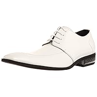 MM/ONE] Men's Dress Shoes Enamel Lace-up Swirl Moccasin Oxford White