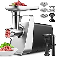 CHEFFANO Meat Grinder Electric, 350W[2000W Max] Electric Meat Grinder, Molino De Carne, Meat Mincer with Stainless Steel 2 Blades and 3 Plates, Sausage Staff Maker & Kubbe Kit for Home Kitchen Use